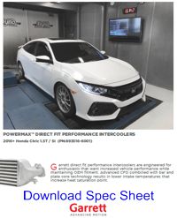 Download Garrett 2016+ Honda Civic 1.5T / SI (PN:893516-6001) Intercooler Spec Sheet